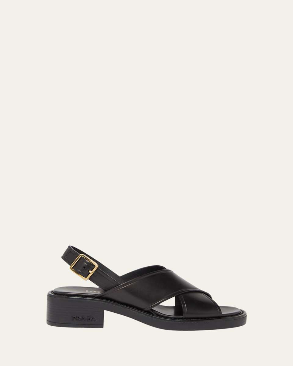 Leather Crisscross Slingback Sandals